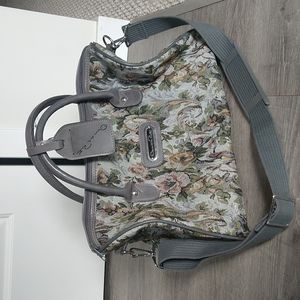 Oscar De La Renta Vintage floral tapestry travel weekender tote bag